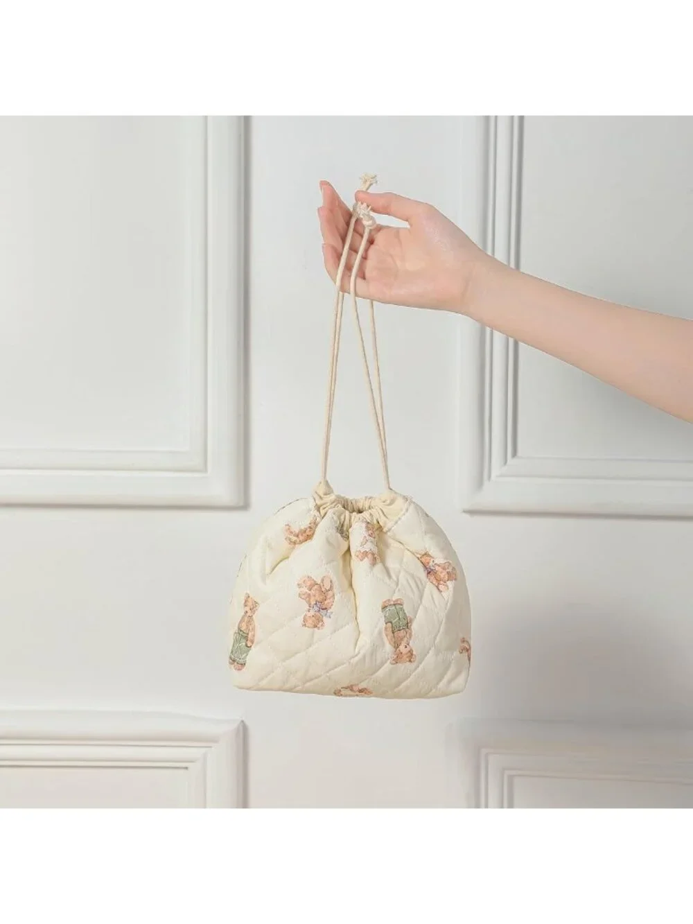 3-Piece Large Cotton Quilted Makeup Bag Set - Cute Travel Toiletry & Gift Bags